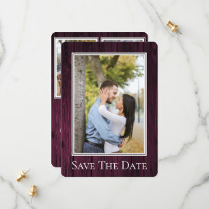 Magenta Simple Rustic Photo Save The Date