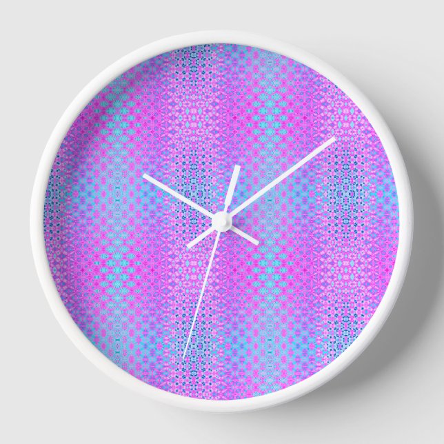 Magenta, Sky Blue and Navy Geometric Clock (Front)