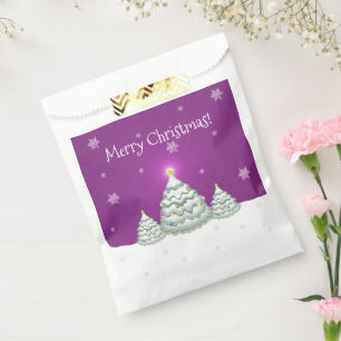 Magenta Snowy Christmas Tree Favour Bags