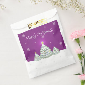 Magenta Snowy Christmas Tree Favour Bags