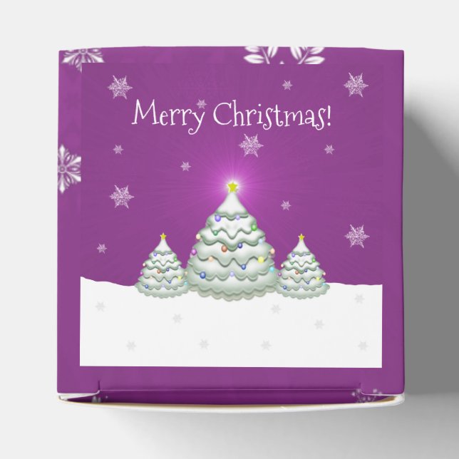 Magenta Snowy Christmas Tree Favour Box (Top)