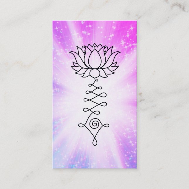 *~*  Magenta Sparkles Lotus Reiki Healing Energy Business Card (Front)