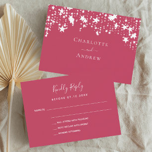 Magenta stars wedding response RSVP Card