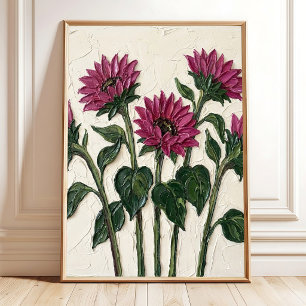Magenta Sunflower Abstract Art Canvas Print