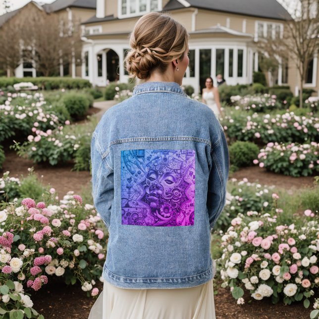Magenta Surrealism Denim Jacket (Wedding Back)
