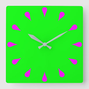 Magenta teardrops square wall clock