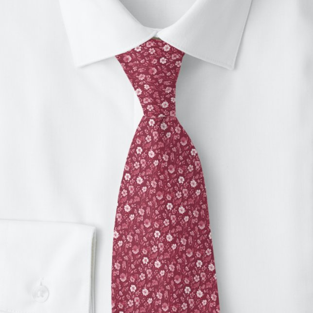 Magenta Tiny Flowers Tie (Creator Uploaded)