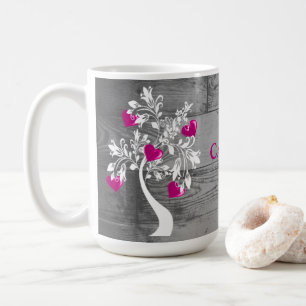 Magenta Tree of Hearts Personalized Coffee Mug
