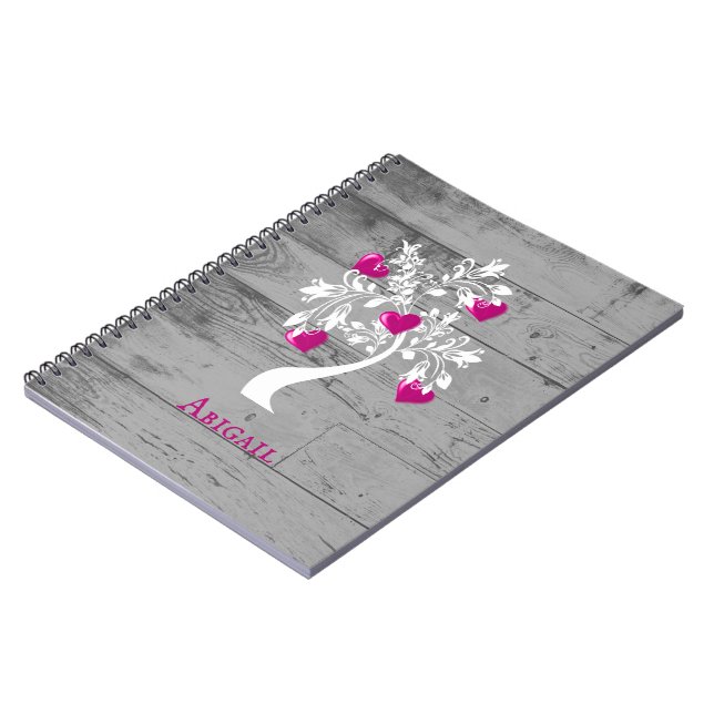 Magenta Tree of Hearts Personalized Notebook (Left Side)