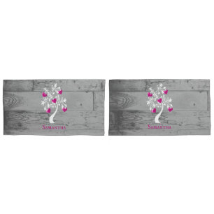 Magenta Tree of Hearts Personalized Pillow Case