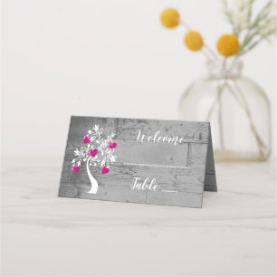 Magenta Tree of Hearts Reception Place Card
