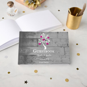 Magenta Tree of Hearts Wedding Guestbook