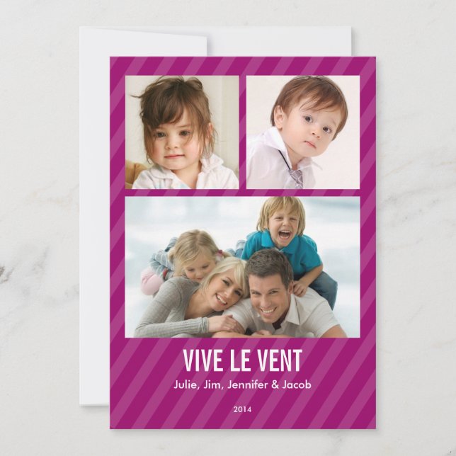 Magenta Triple carte de photo de vacances (Devant)