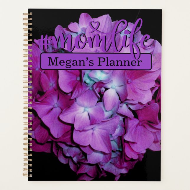 Magenta turquoise violet hydrangées motif #momlife (Devant)