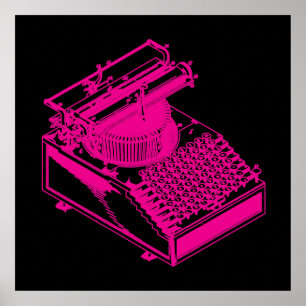 Magenta Type Writing Machine Poster