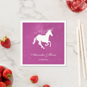 Magenta Unicorn Bridal Shower Napkin