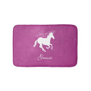 Magenta Unicorn Personalized Bath Mat