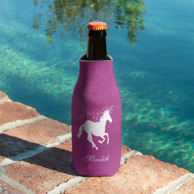 Magenta Unicorn Personalized Bottle Cooler (In Situ Pool)