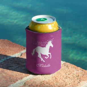 Magenta Unicorn Personalized Can Cooler