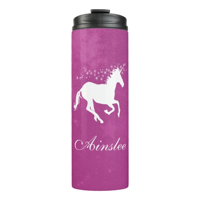 Magenta Unicorn Personalized Thermal Tumbler (Front)