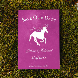 Magenta Unicorn Save The Date Announcement