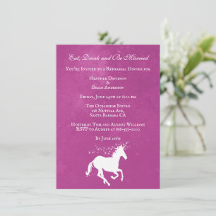 Magenta Unicorn Wedding Rehearsal Dinner Invite