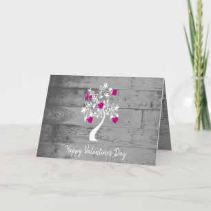 Magenta Valentine Coeurs Arbre Carte de voeux