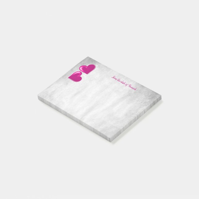 Magenta Valentine Hearts Personalized Notes (Angled)