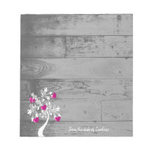 Magenta Valentine Hearts Tree Personalized Notepad