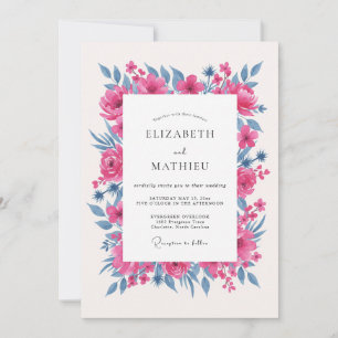 Magenta Vibrant Romantic Wedding Invitation