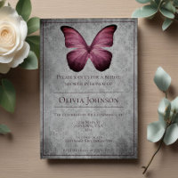 Magenta Vintage Butterfly Damask Bridal Shower