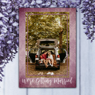 Magenta Vintage Damask Photo Save The Date