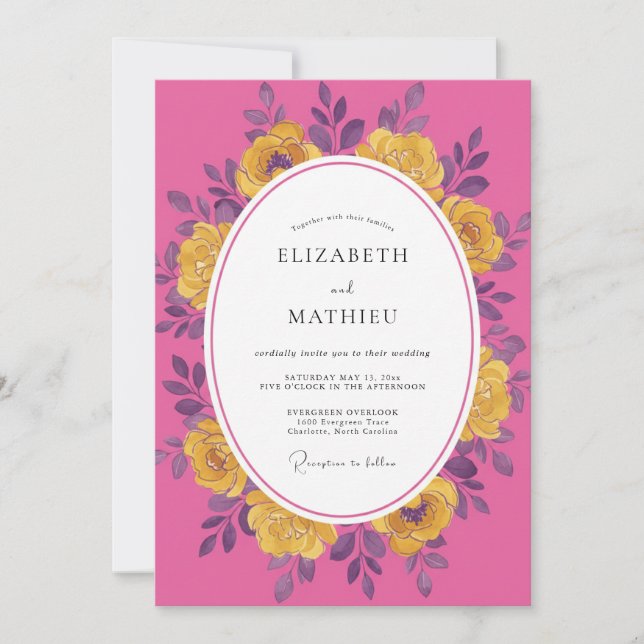 Magenta Vivacious Summer Wedding Invitation (Front)