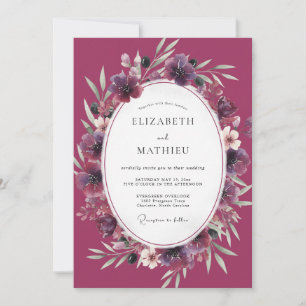 Magenta Watercolor Floral Wedding Invitation