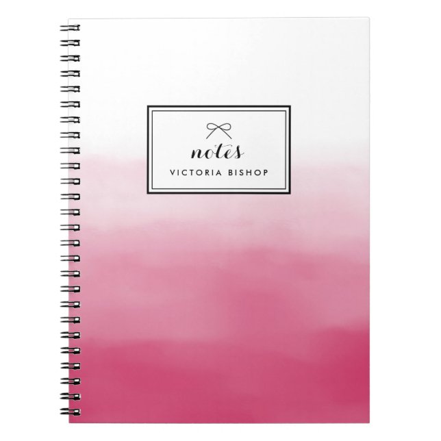Magenta Watercolor Ombre Personalized Notebook (Front)