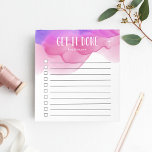 Magenta Watercolor Personalized To-Do List Notepad<br><div class="desc">Stay motivated and on-task with this chic personalized to-do list note pad featuring "get it done" and your name at the top in white lettering on a vibrant magenta pink and purple ombre watercolor background. With 10 checkboxes and a cool lined design, this custom notepad makes it easy for you...</div>