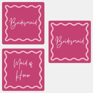 Magenta Wavy Bridesmaid & Maid of Honour Labels