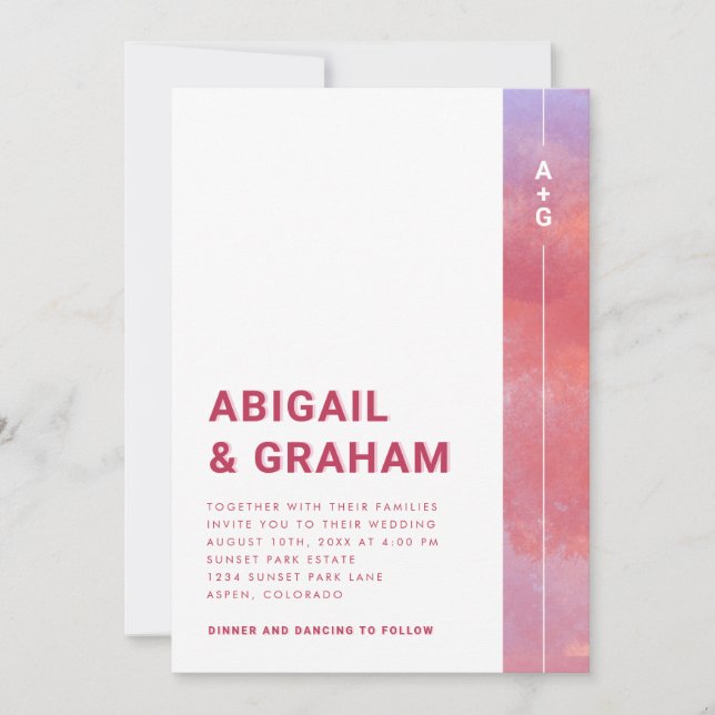 Magenta Wedding Invitation (Front)
