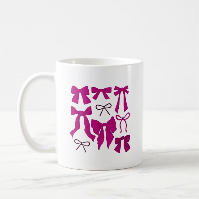 Magenta Whimsical Bows Coffee Mug (Left)