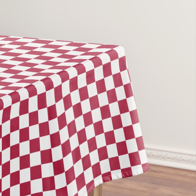 Magenta White Chequered Pattern Home Party Decor Tablecloth (In Situ)