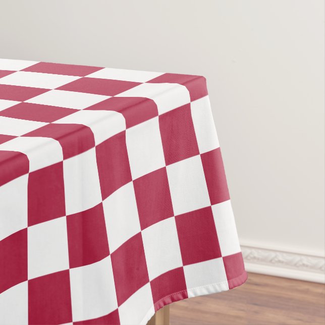 Magenta White Chequered Pattern Party Home Decor Tablecloth (In Situ)