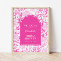 Magenta White Chinoiserie Bridal Shower Welcome