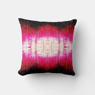 Magenta White Red Black Symmetrical Art Abstract Throw Pillow