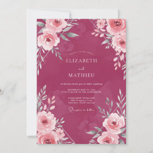 Magenta Wildflower Wedding Invitation