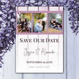 Magenta Wooden Photo Collage Save The Date