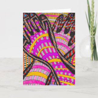  Magenta & Yellow Hands Foldable Thank You Card