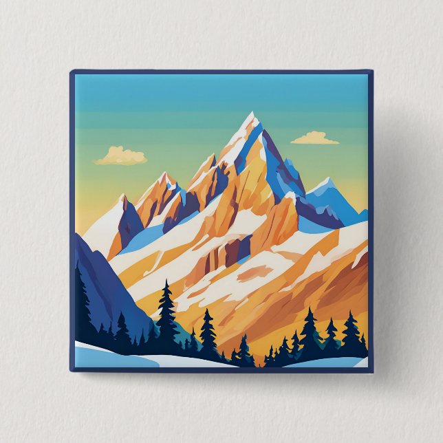 Magestic Mountains 2 Inch Square Button (Front)