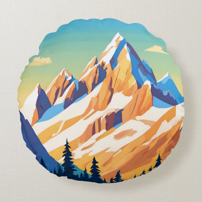Magestic Mountains Round Pillow (Front)