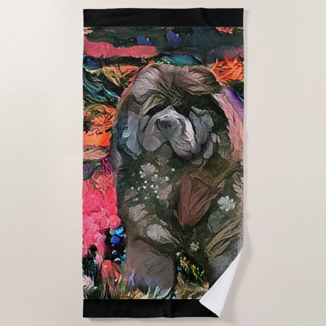 MAGGIE black chow  beach towel (Front)