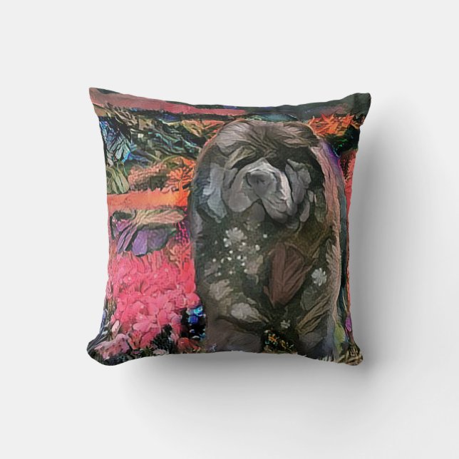 MAGGIE black chow pillow - choose size and fabric (Front)